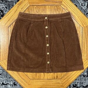 *TOBI* Brown Corduroy x Gold Button Down Skirt Size Medium